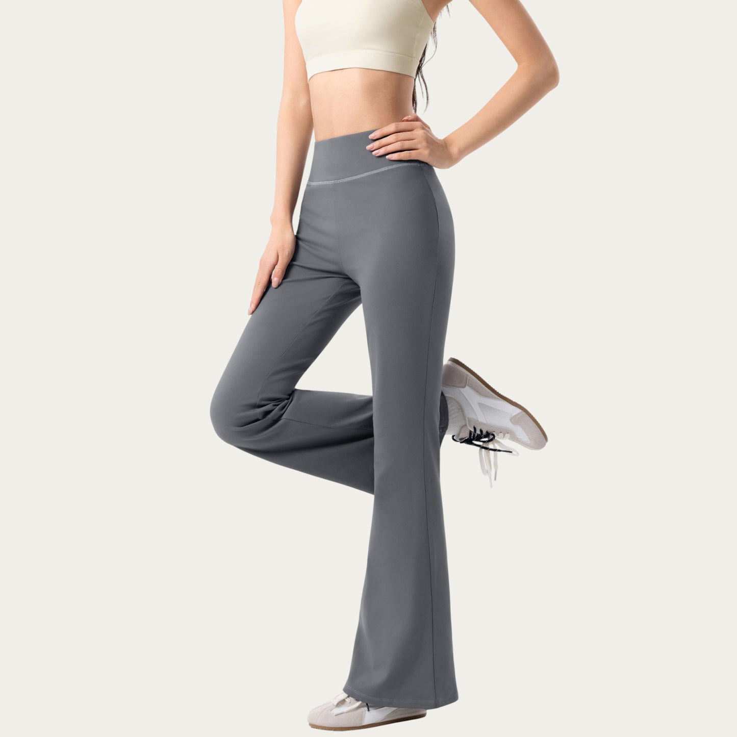 Anna-Kaci Active Women¡¯s High Waist Flare Active Pants with Stretch Fabric Streamlined Contoured Fit and Full Length Silhouette