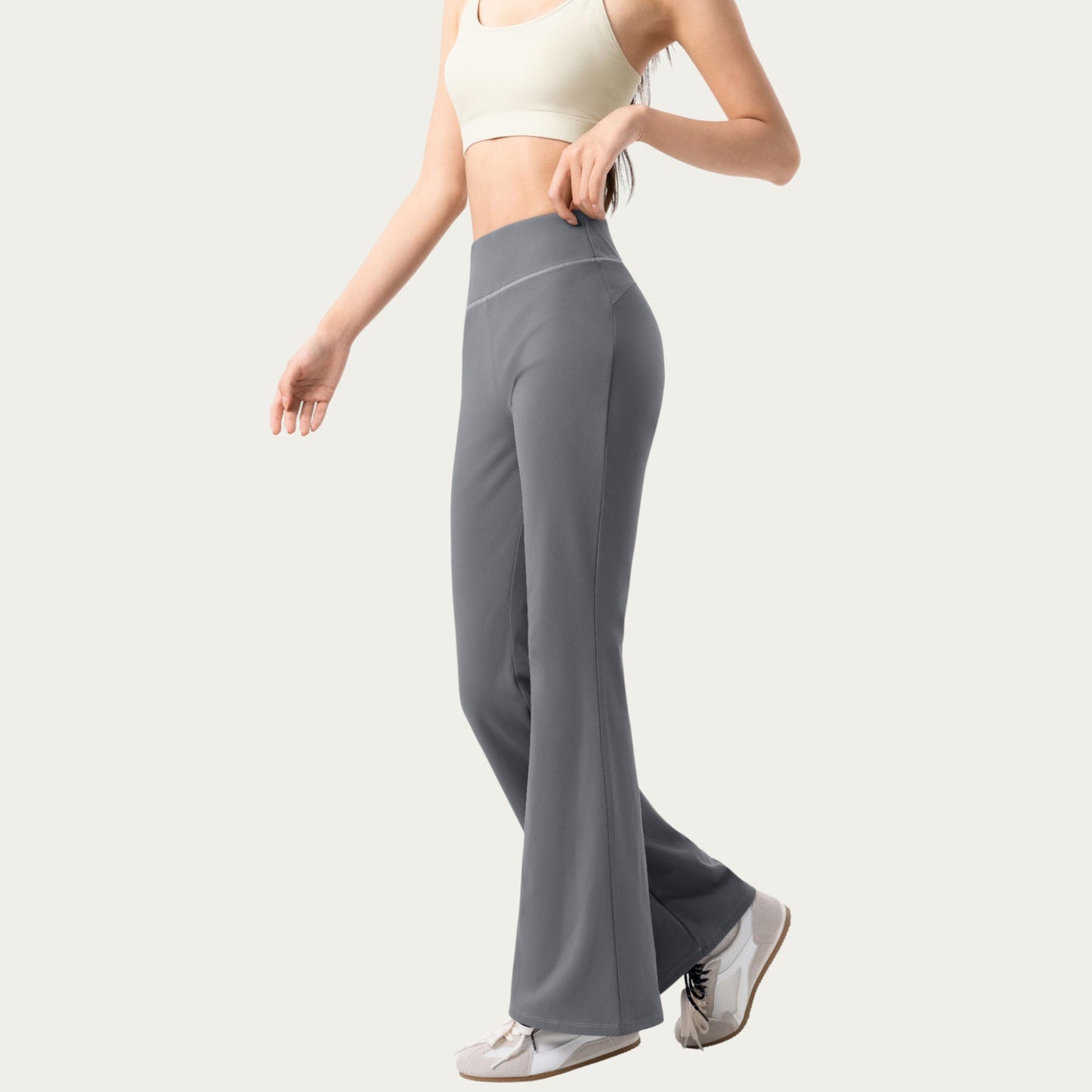 Anna-Kaci Active Women¡¯s High Waist Flare Active Pants with Stretch Fabric Streamlined Contoured Fit and Full Length Silhouette