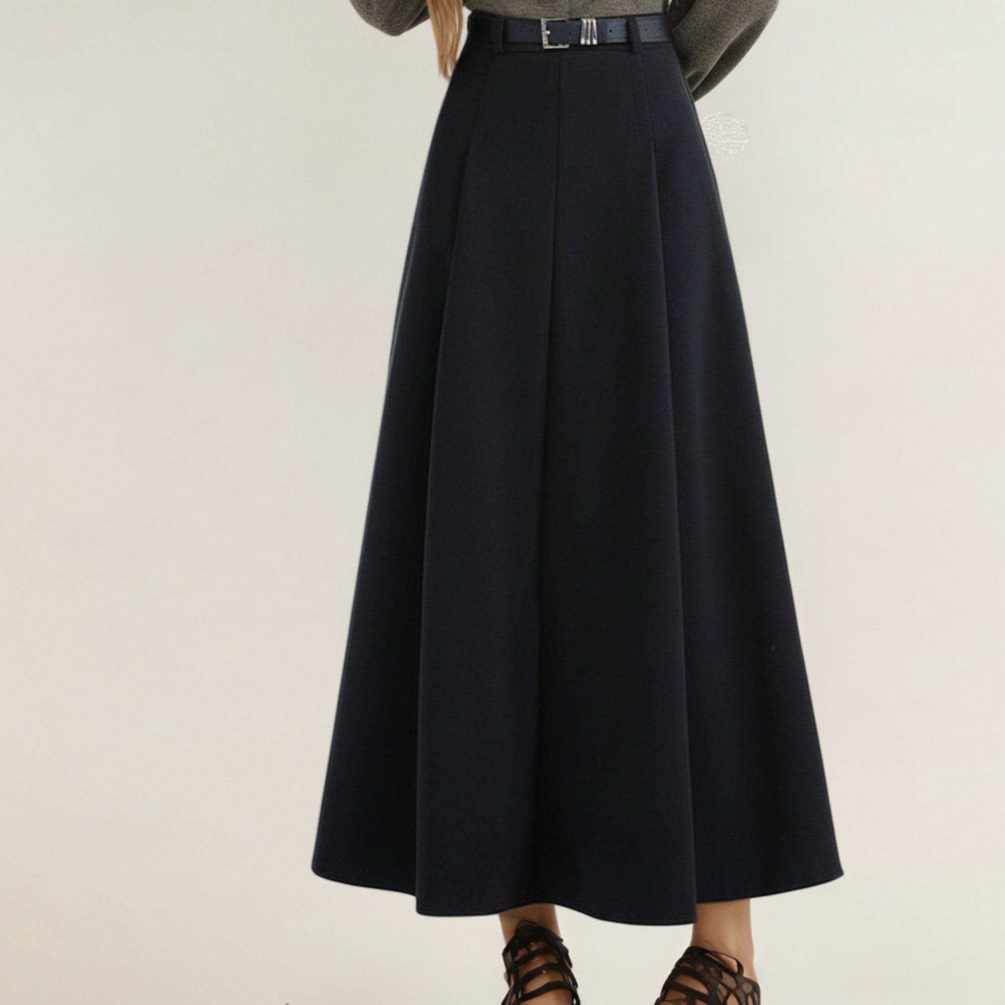 Anna-Kaci Women's High Waist Full A-Line Maxi Skirt with Structured Seam Panels and Smooth Flowing Silhouette