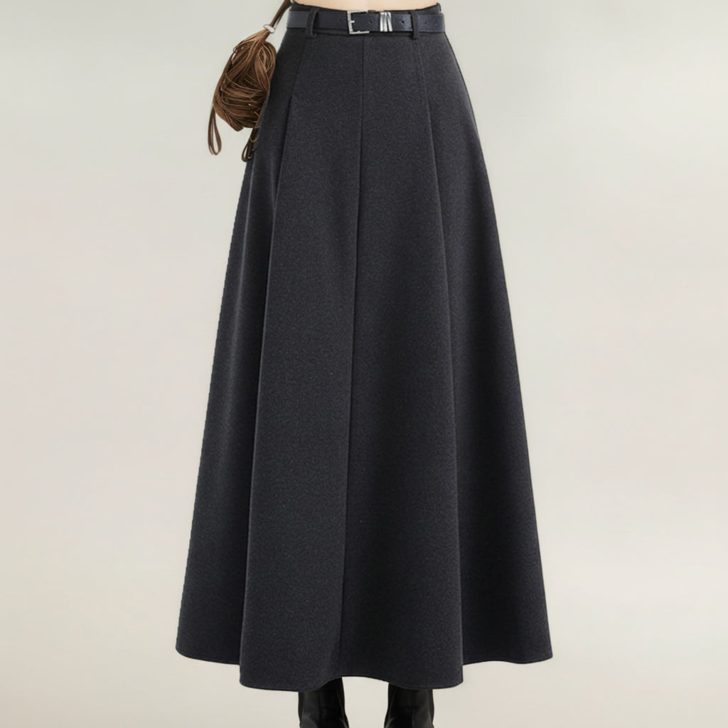 Anna-Kaci Women's High Waist Full A-Line Maxi Skirt with Structured Seam Panels and Smooth Flowing Silhouette