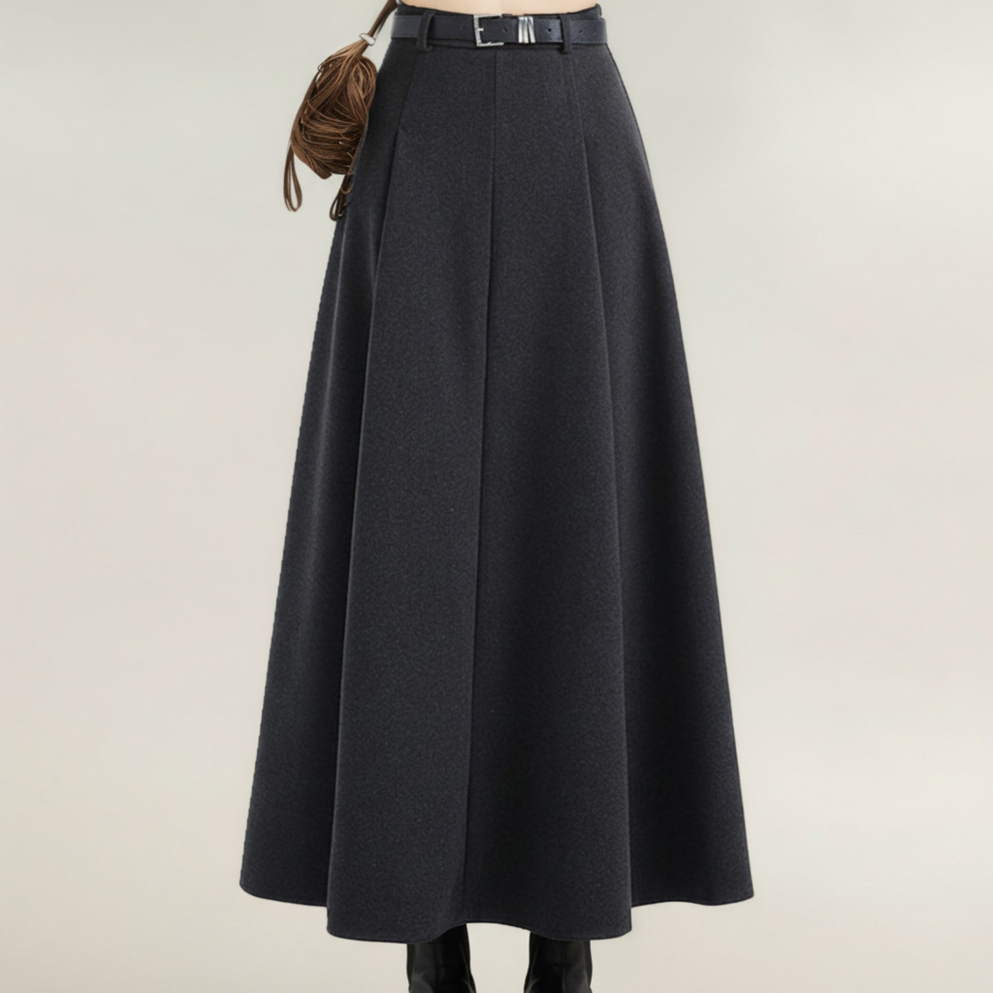 Anna-Kaci Women's High Waist Full A-Line Maxi Skirt with Structured Seam Panels and Smooth Flowing Silhouette