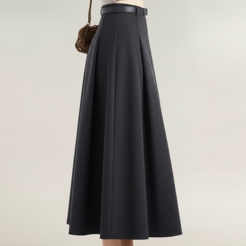Anna-Kaci Women's High Waist Full A-Line Maxi Skirt with Structured Seam Panels and Smooth Flowing Silhouette
