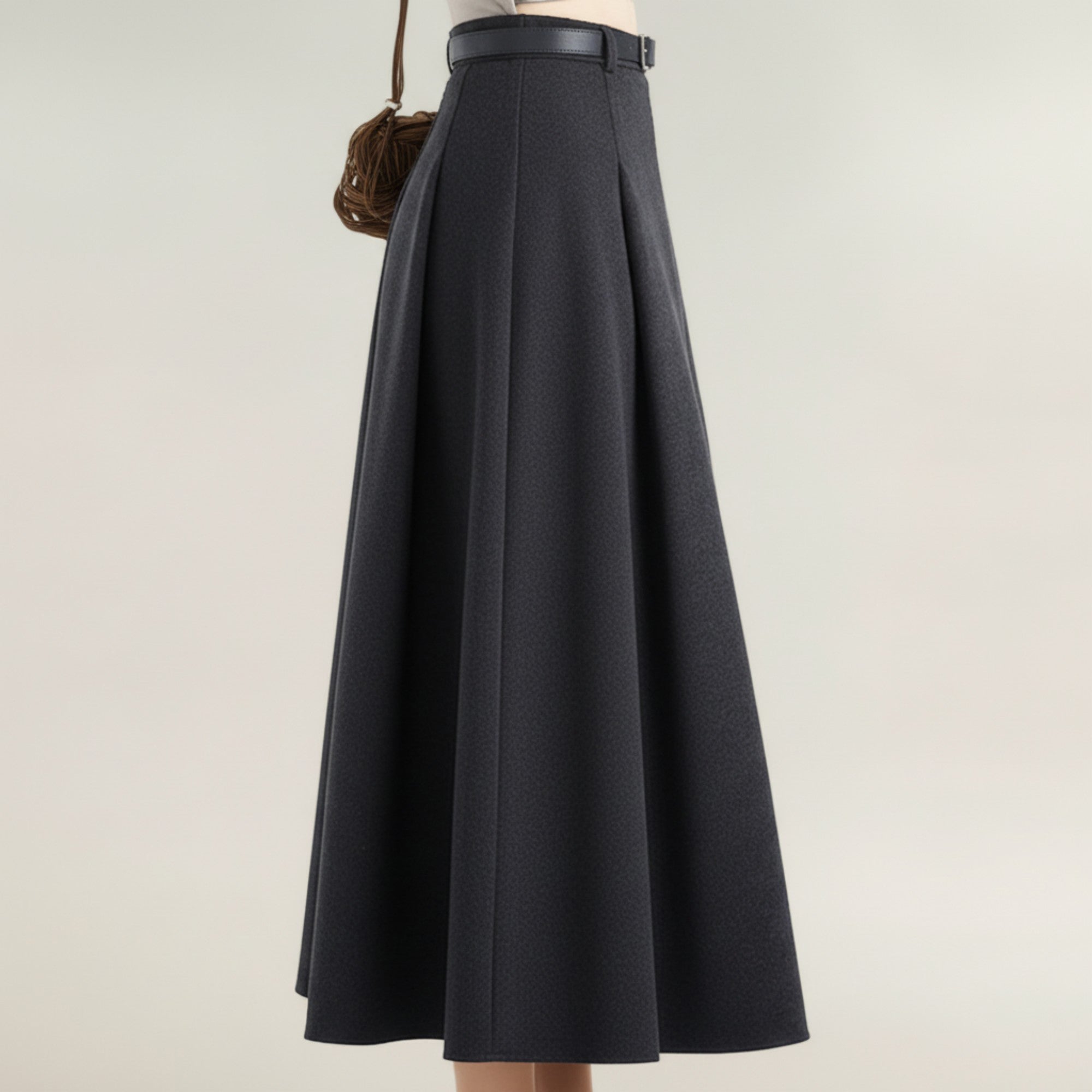 Anna-Kaci Women's High Waist Full A-Line Maxi Skirt with Structured Seam Panels and Smooth Flowing Silhouette
