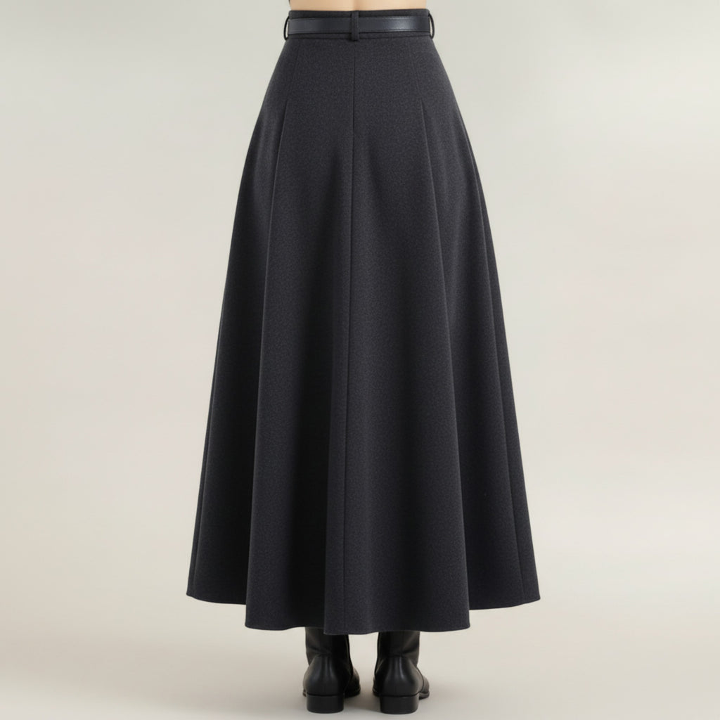 Anna-Kaci Women's High Waist Full A-Line Maxi Skirt with Structured Seam Panels and Smooth Flowing Silhouette