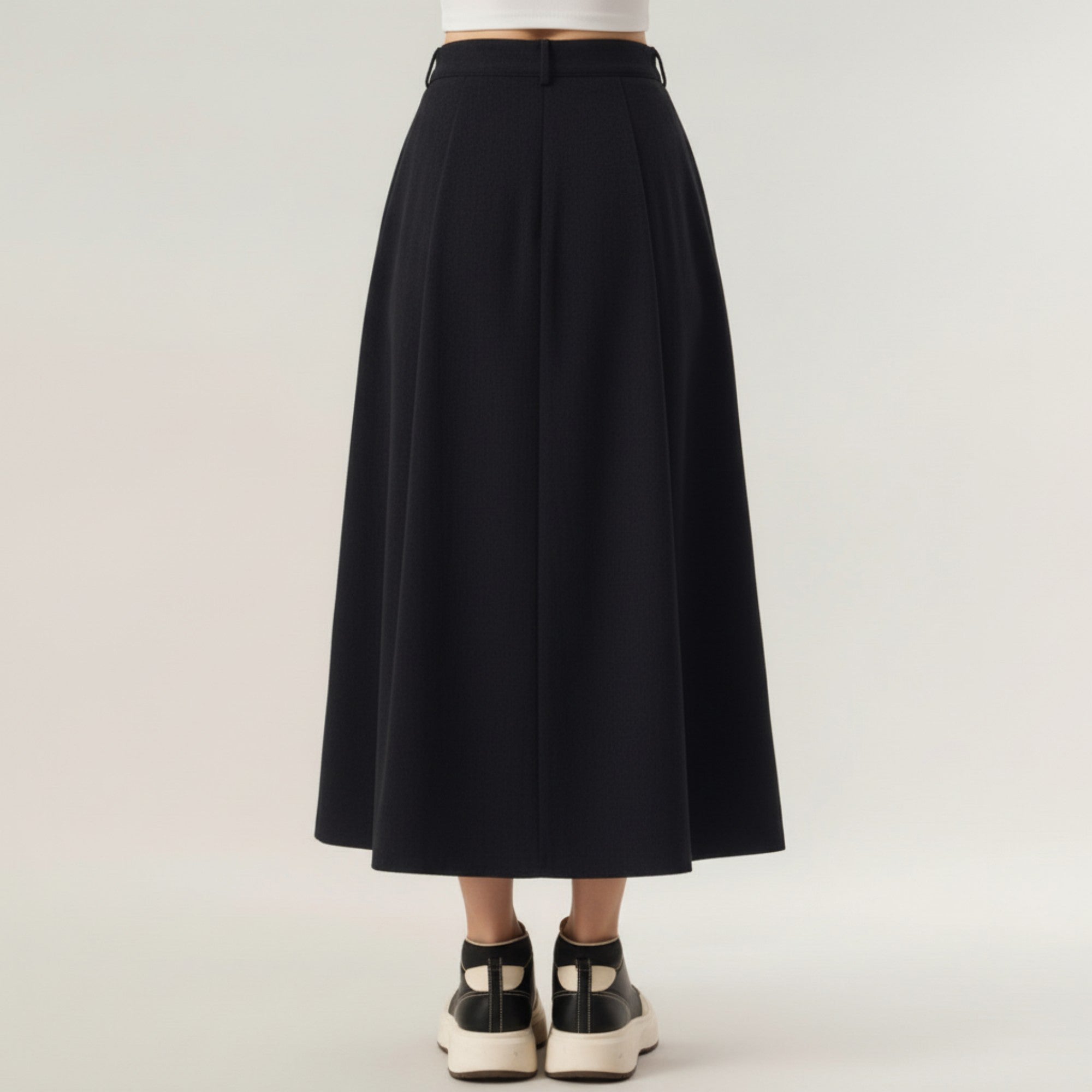 Anna-Kaci Women's High Waist Pleated A-Line Maxi Skirt with Structured Volume, Smooth Draping Fabric