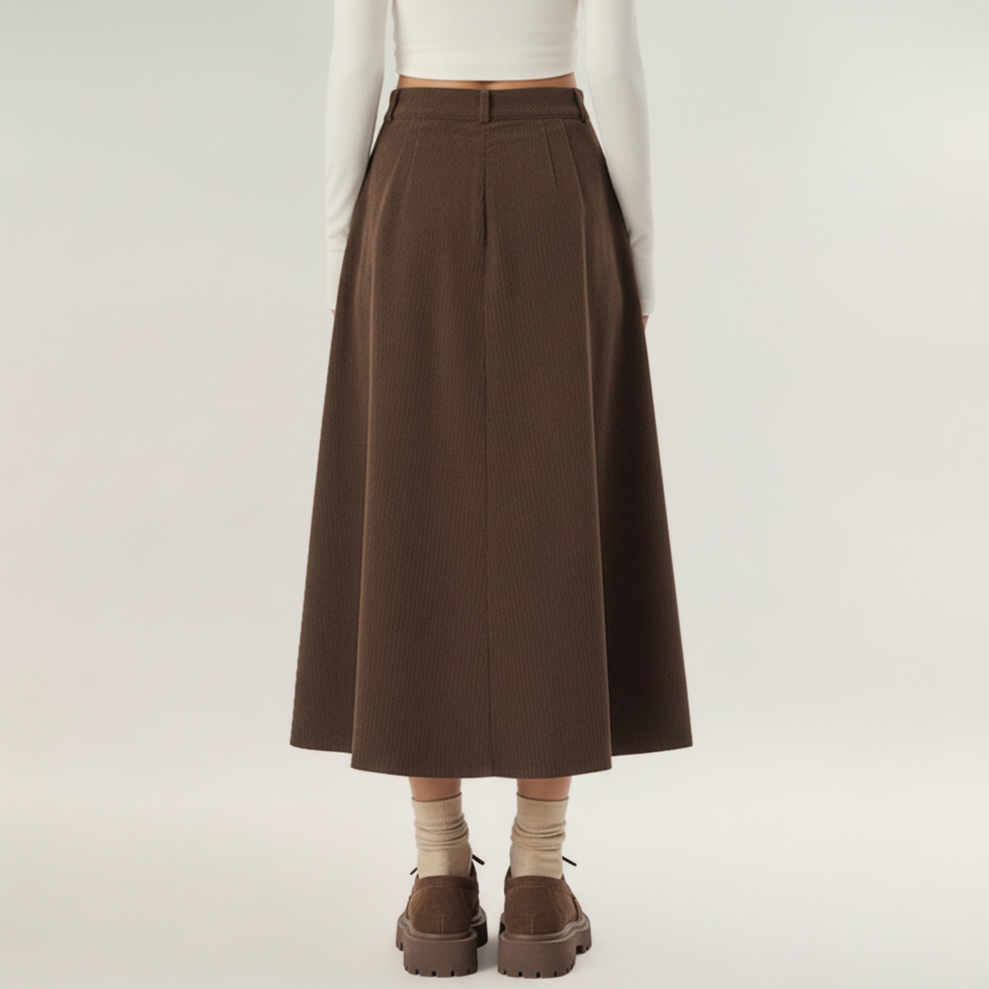 Anna-Kaci Women's High Waist Pleated A-Line Maxi Skirt with Structured Volume, Smooth Draping Fabric