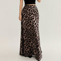 Anna-Kaci Women's Leopard Print Maxi Skirt with Soft Draping Silhouette, Smooth Stretch Waist, and Flowing Fabric