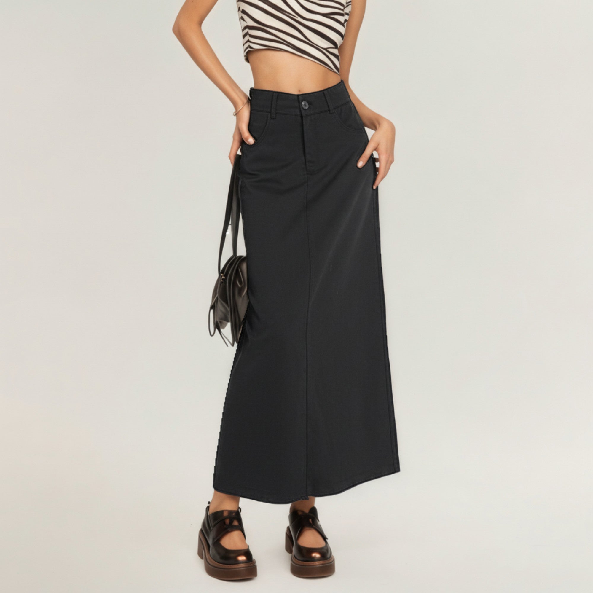 Anna-Kaci Women's High Waist Maxi Skirt with Belt Loops, Clean Front Seams, Structured Waistband
