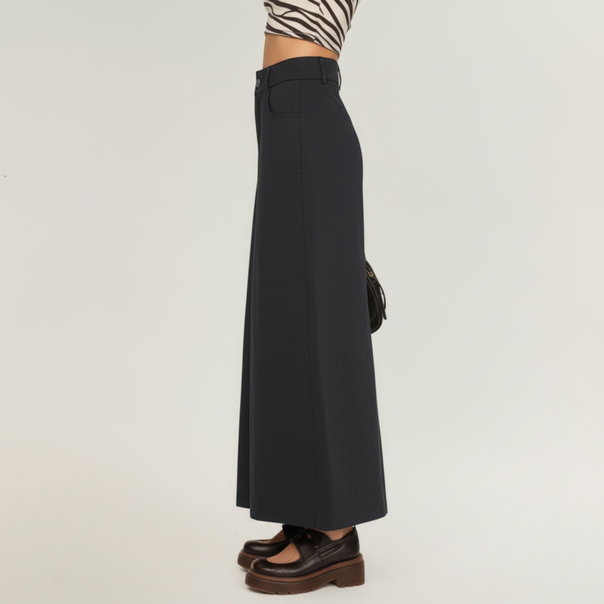 Anna-Kaci Women's High Waist Maxi Skirt with Belt Loops, Clean Front Seams, Structured Waistband