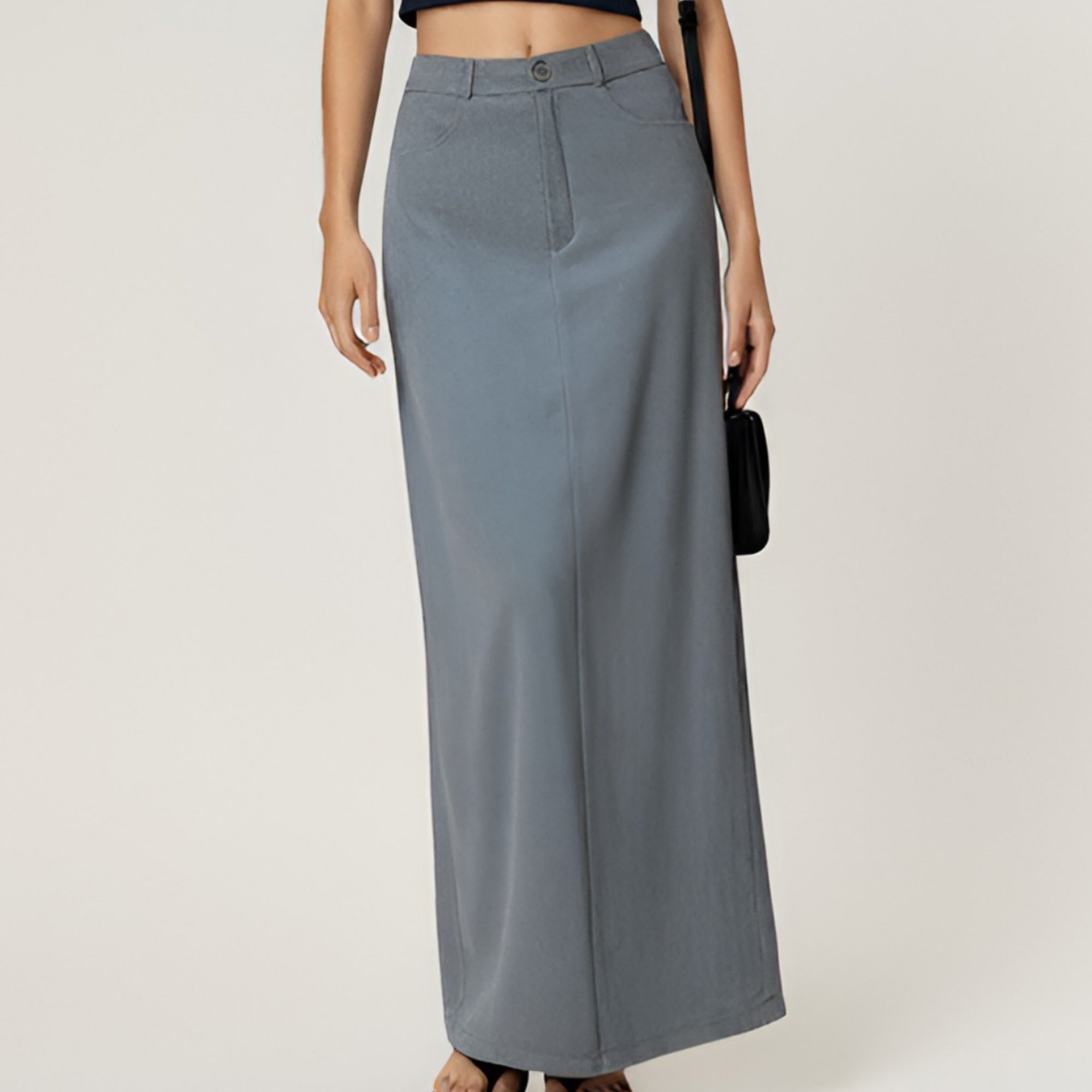 Anna-Kaci Women's High Waist Maxi Skirt with Belt Loops, Clean Front Seams, Structured Waistband