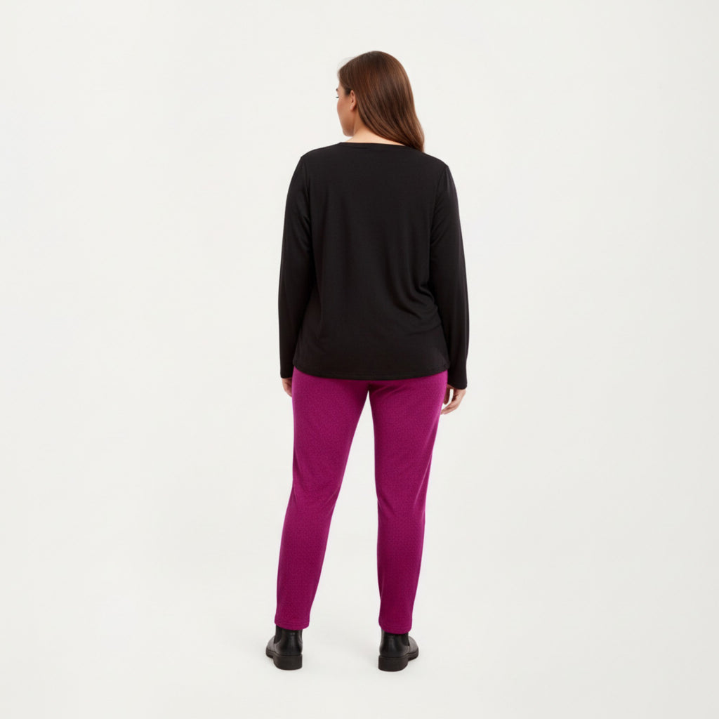 Anna-Kaci Lounge Women' s 2-Piece Set Long Sleeve Knit Top with Contrast Pocket and Soft Stretch Pajama Pants with Relaxed Tapered Fit