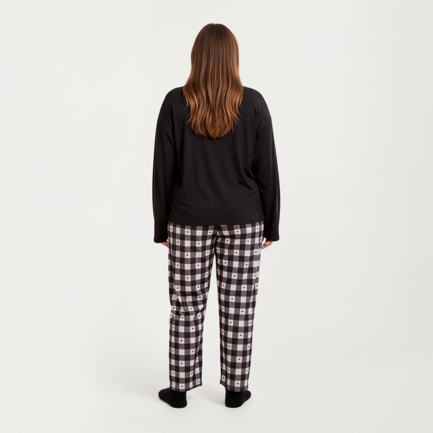 Anna-Kaci Lounge Women' s 2-Piece Set Long Sleeve Henley Top and Plaid Pajama Pants with Soft Stretch Fabric, Chest Pocket Detail