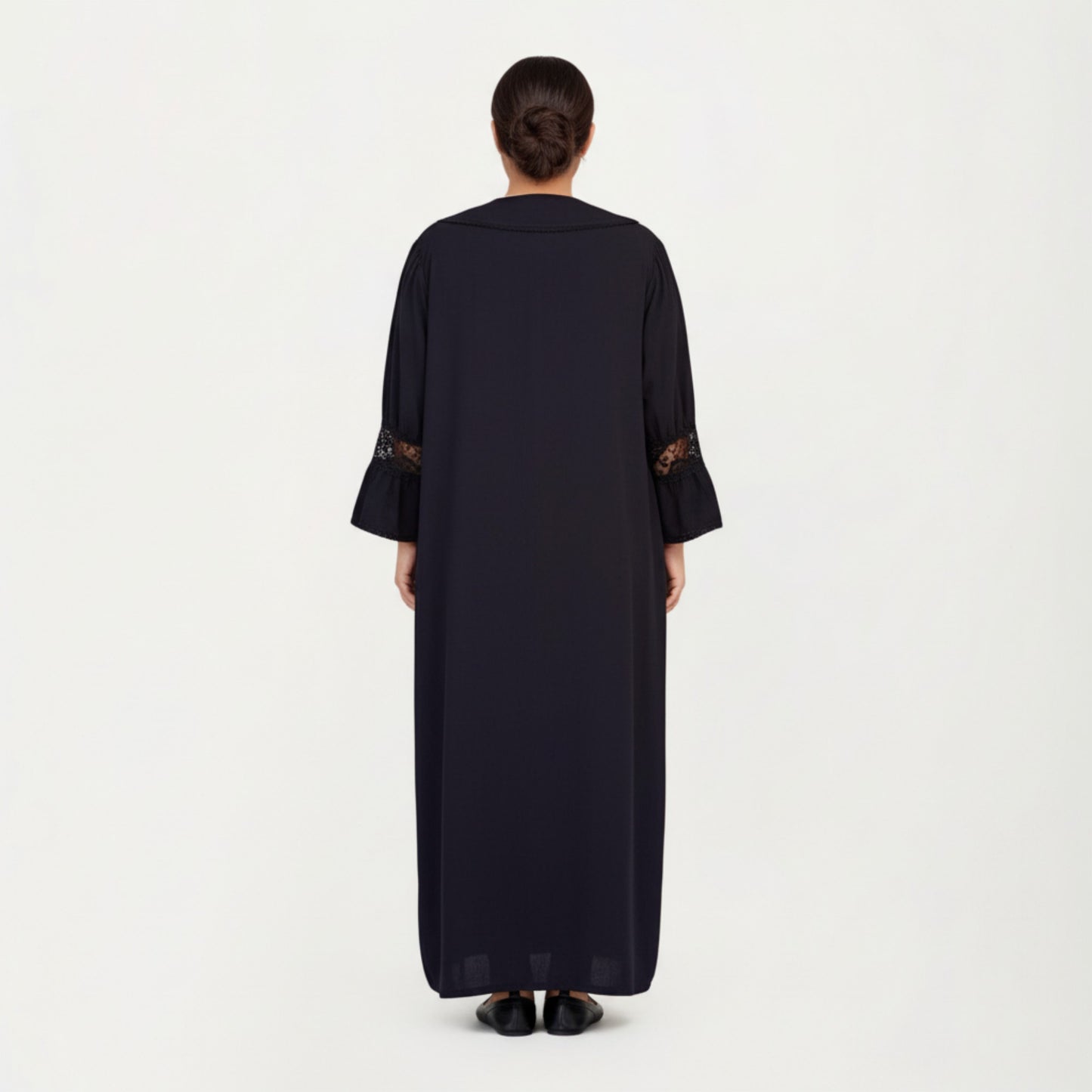 Anna-Kaci Lounge Women' s Long Sleeve Maxi Nightgown with Soft Flowing Fabric, Peter Pan Collar Detail and Lace Trim Accents on Sleeves