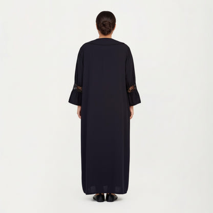 Anna-Kaci Lounge Women' s Long Sleeve Maxi Nightgown with Soft Flowing Fabric, Peter Pan Collar Detail and Lace Trim Accents on Sleeves