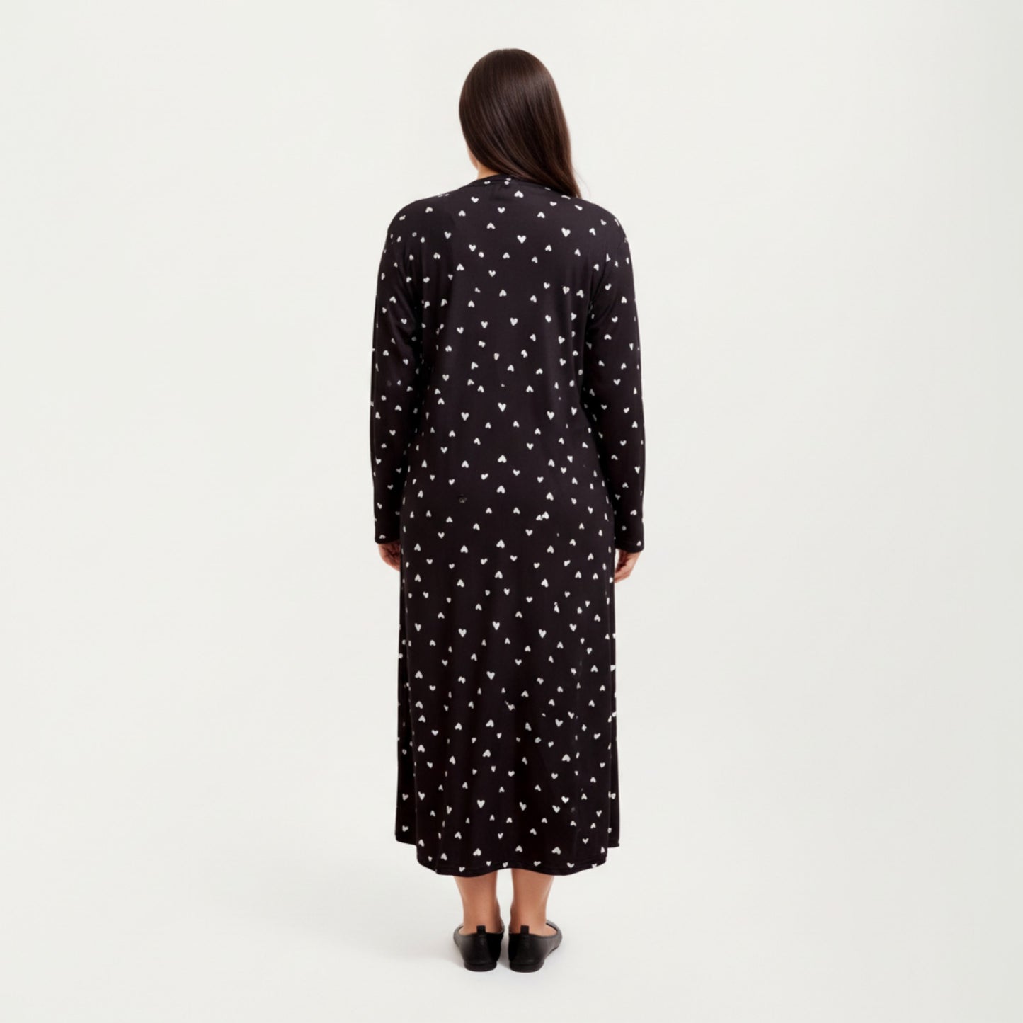 Anna-Kaci Lounge Women' s 2-Piece Set Heart Print Longline Duster and Matching Tank Dress with Soft Stretch Fabric