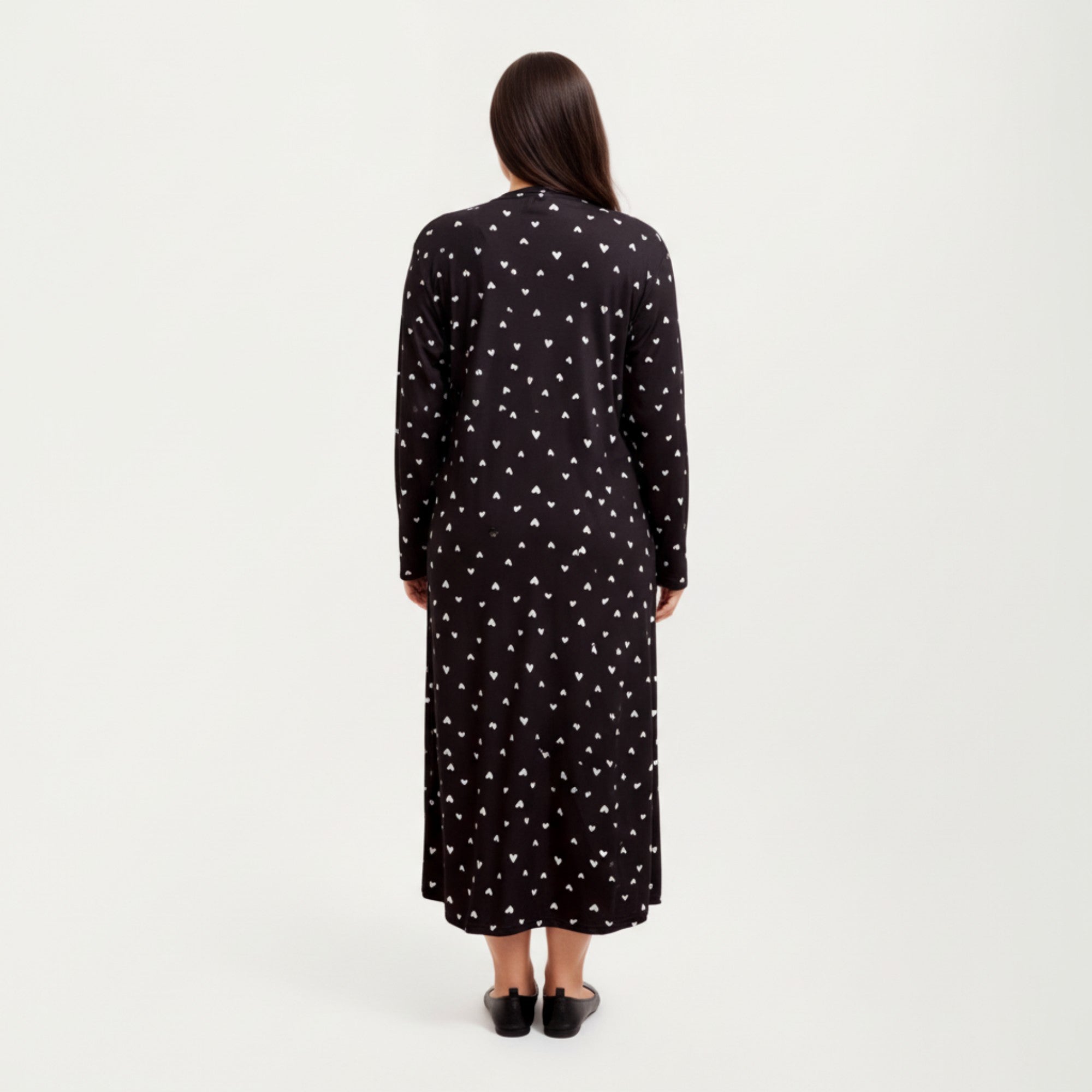 Anna-Kaci Lounge Women' s 2-Piece Set Heart Print Longline Duster and Matching Tank Dress with Soft Stretch Fabric
