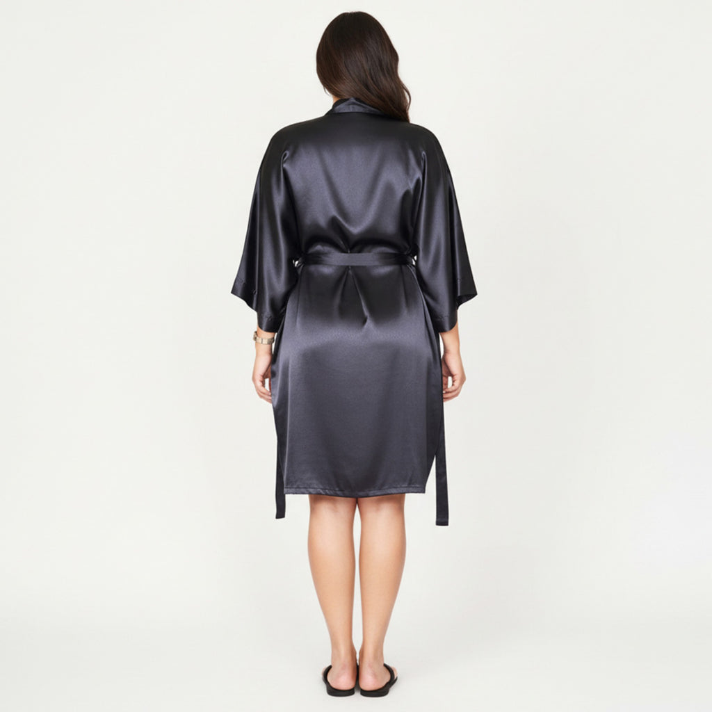 Anna-Kaci Lounge Women' s 2-Piece Satin Slip Dress and Robe Set with Lace Trim Details and Elegant Flowing Layered Silhouette