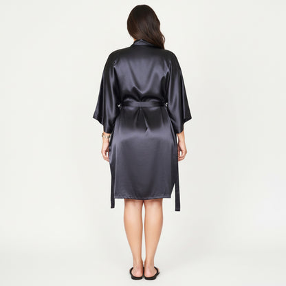 Anna-Kaci Lounge Women' s 2-Piece Satin Slip Dress and Robe Set with Lace Trim Details and Elegant Flowing Layered Silhouette