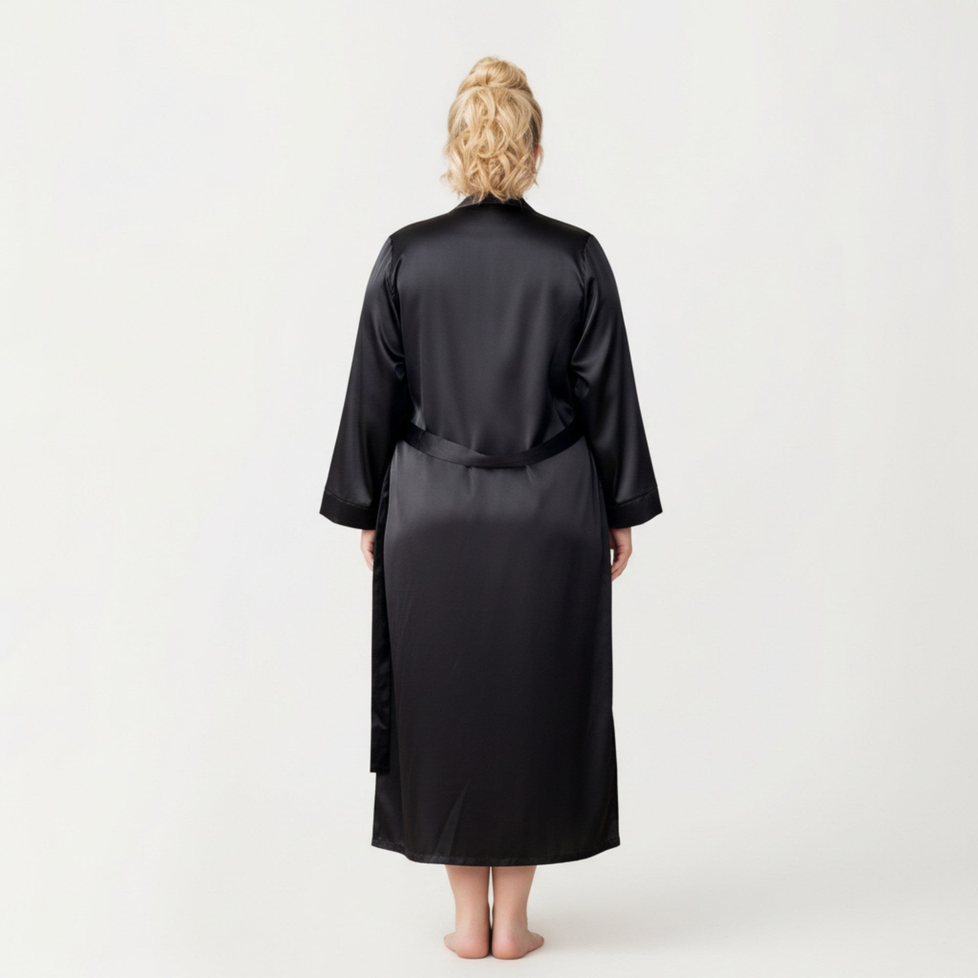 Anna-Kaci Lounge Women' s Satin Slip Dress and Long Robe Set with Draped Neckline and Elegant Flowing Open Front Layered Design