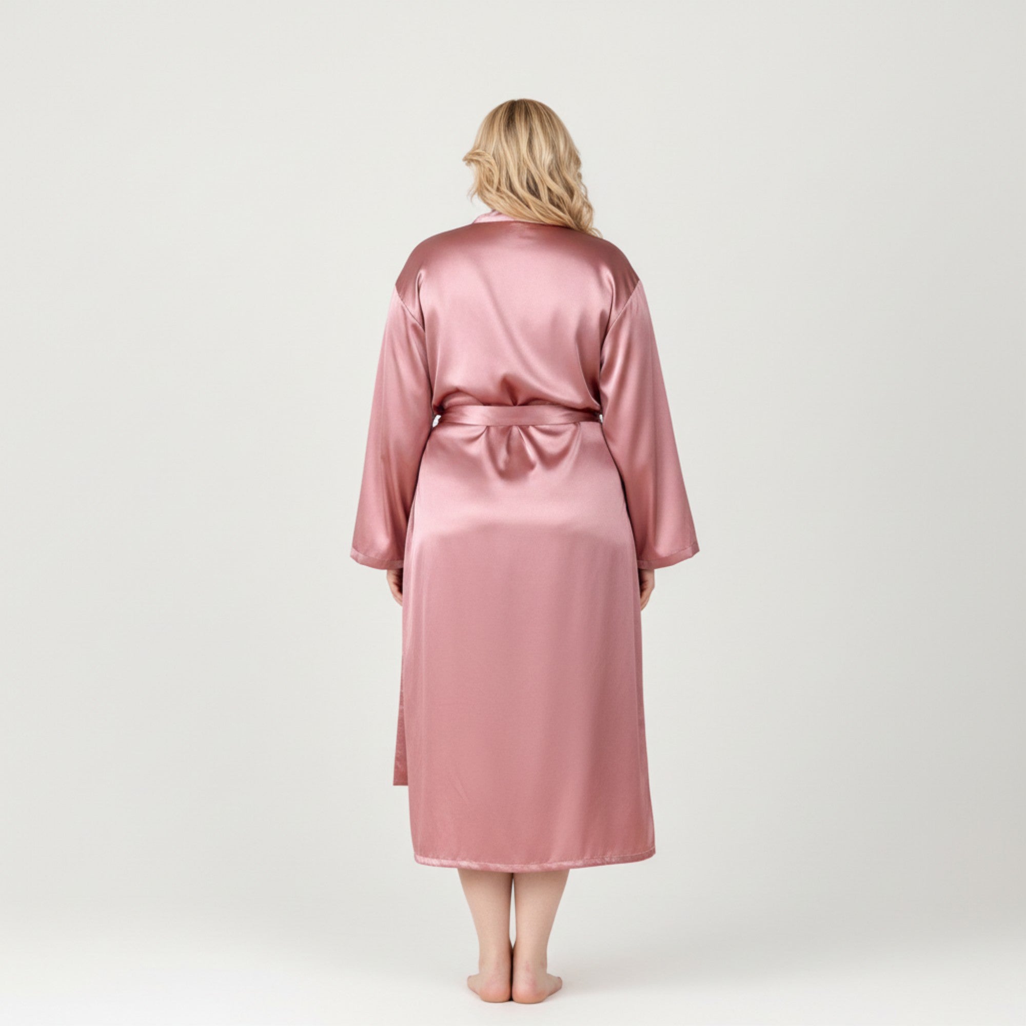 Anna-Kaci Lounge Women' s Satin Slip Dress and Long Robe Set with Draped Neckline and Elegant Flowing Open Front Layered Design