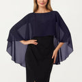 Anna-Kaci Women's Flowing Chiffon Capelet Top with Layered Draped Sleeves Soft Sheer Overlay and Elegant Silhouette 19in