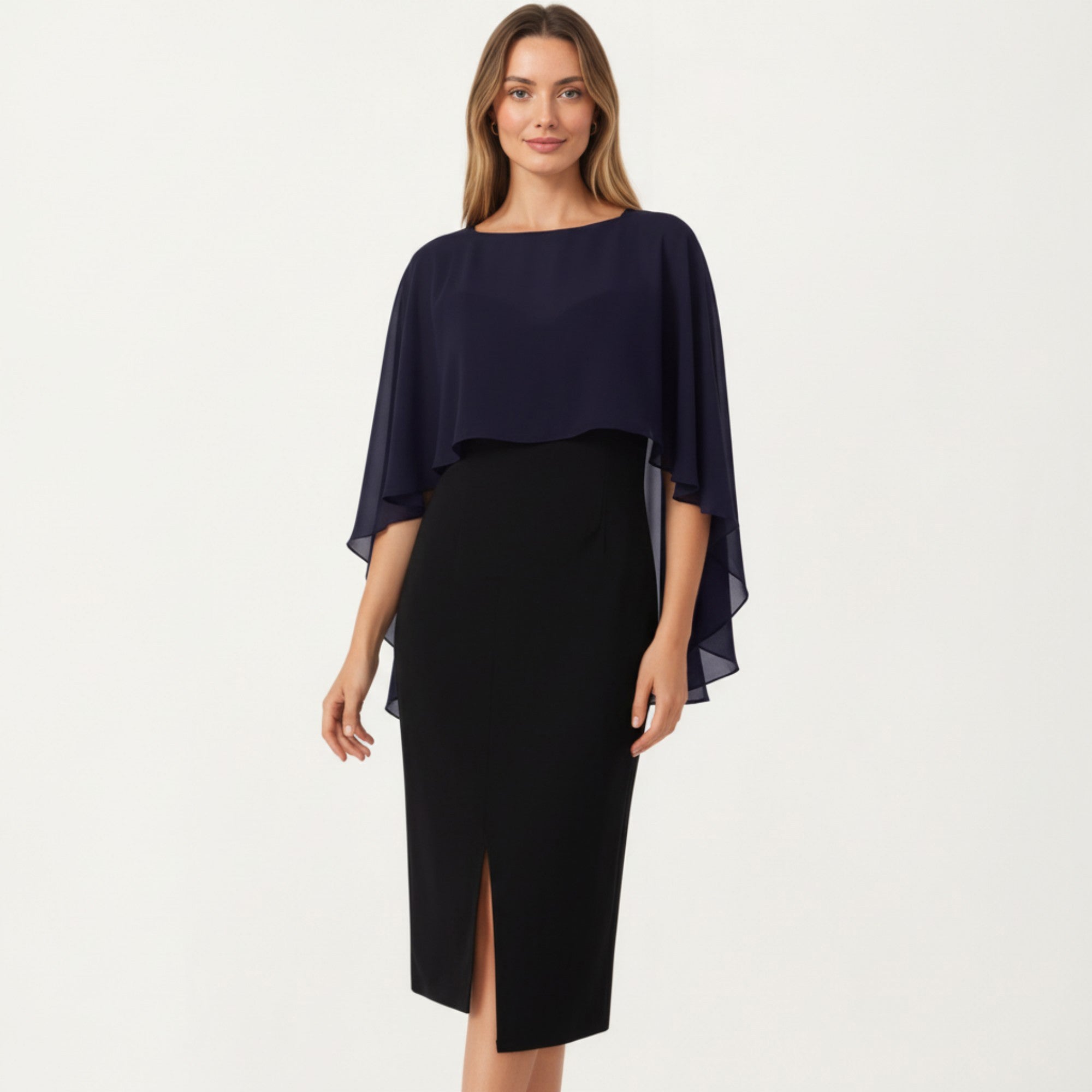 Anna-Kaci Women's Flowing Chiffon Capelet Top with Layered Draped Sleeves Soft Sheer Overlay and Elegant Silhouette 19in