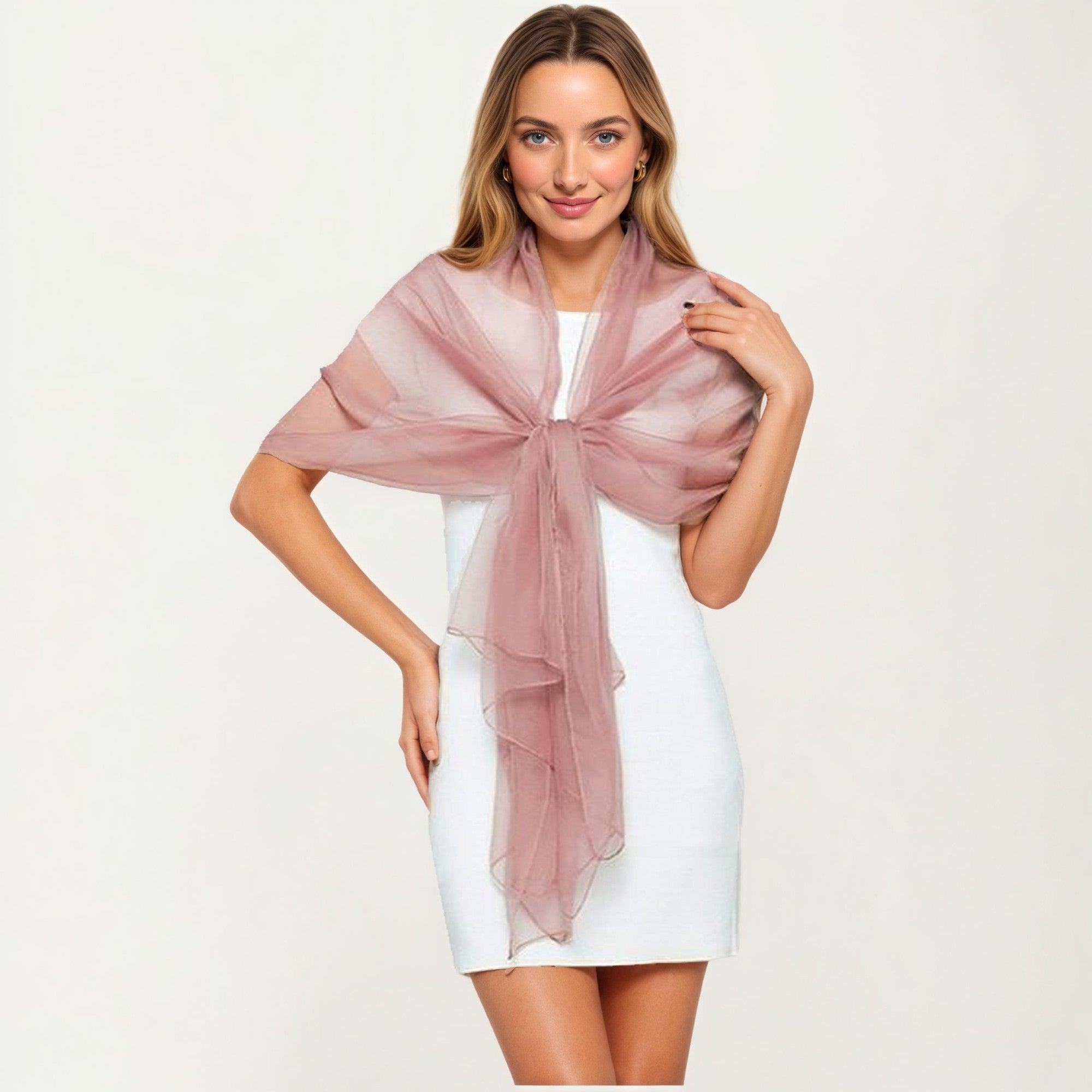 Anna-Kaci Women's Sheer Lightweight Chiffon Wrap with Soft Flowing Drape Delicate Edging and Versatile Styling 47x76.7in