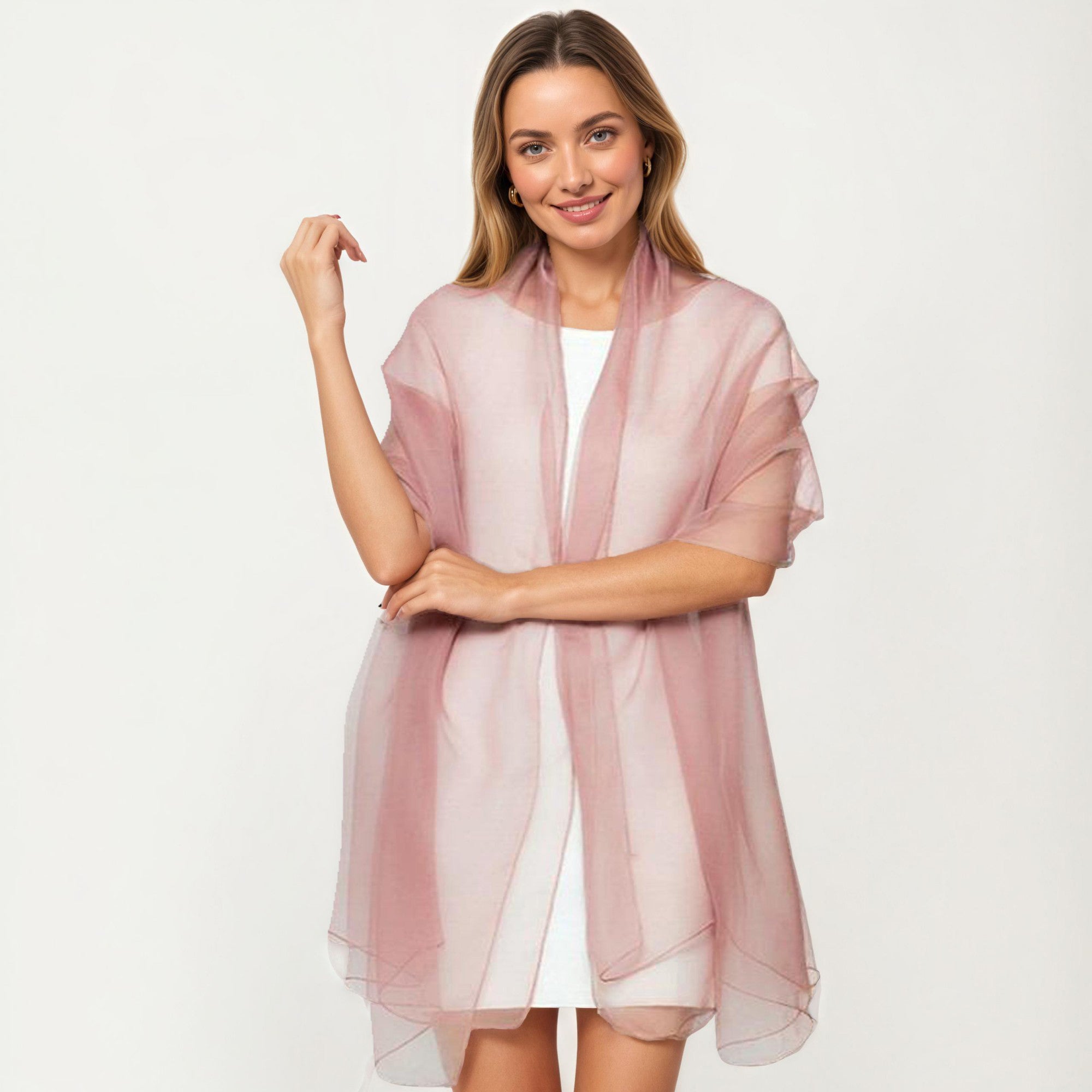 Anna-Kaci Women's Sheer Lightweight Chiffon Wrap with Soft Flowing Drape Delicate Edging and Versatile Styling 47x76.7in