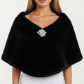 Anna-Kaci Women's Faux Fur Shawl Wrap with Soft Plush Texture, Elegant Draped Silhouette 19in