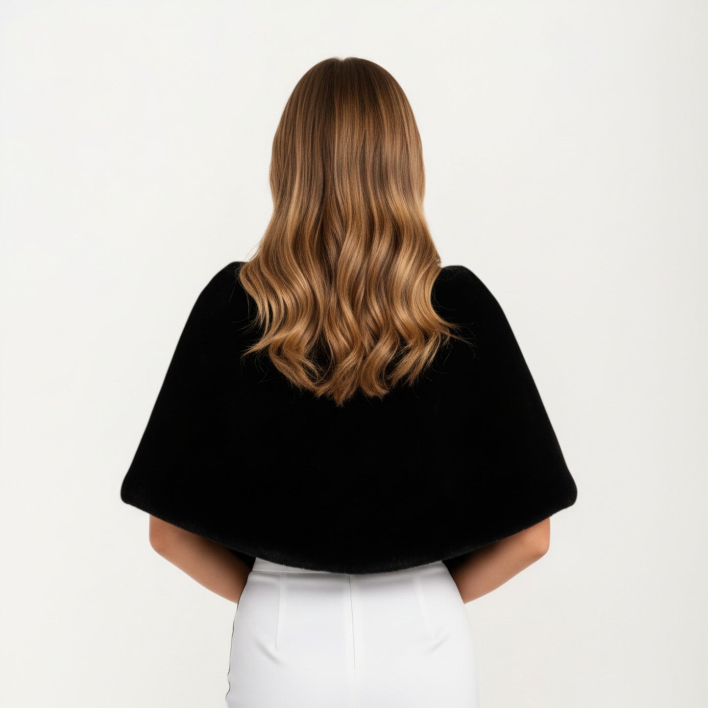 Anna-Kaci Women's Faux Fur Shawl Wrap with Soft Plush Texture, Elegant Draped Silhouette 19in