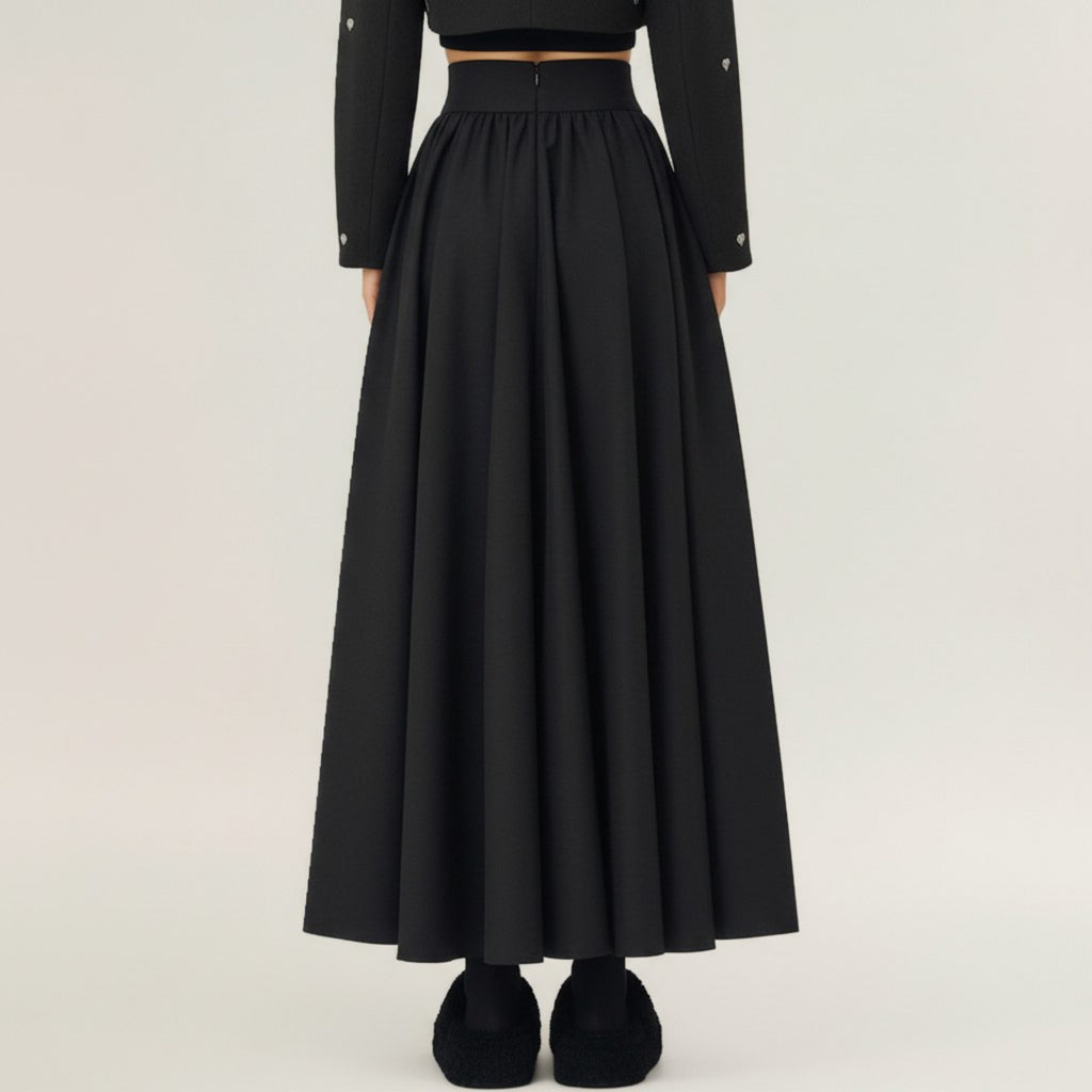 Anna-Kaci Women's Full Maxi Skirt with Wide Smooth Waistband and Flowing Voluminous Silhouette for Soft Elegant Movement