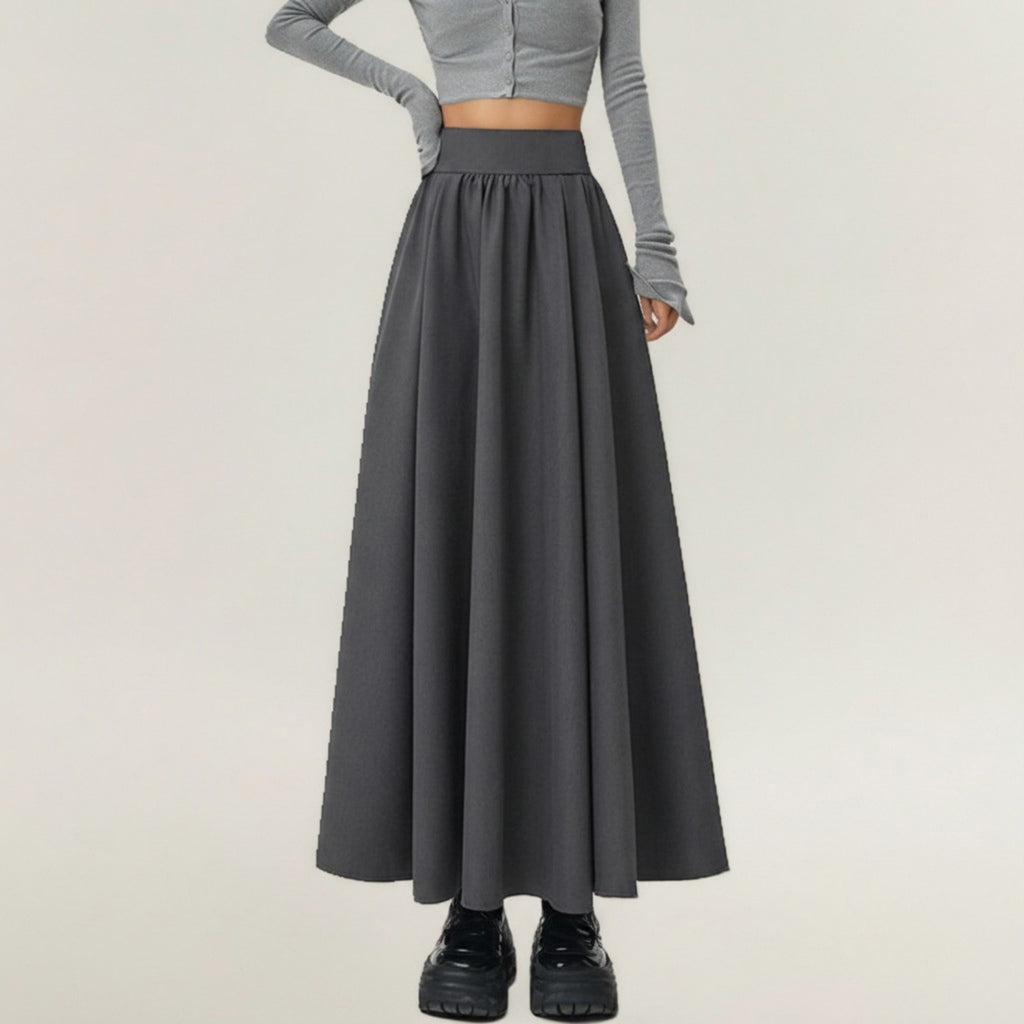 Anna-Kaci Women's Full Maxi Skirt with Wide Smooth Waistband and Flowing Voluminous Silhouette for Soft Elegant Movement