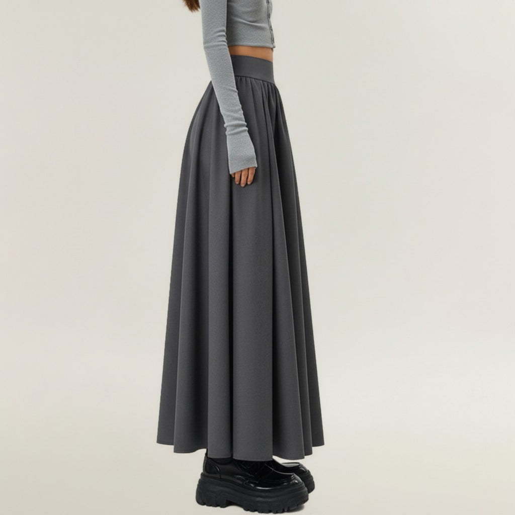Anna-Kaci Women's Full Maxi Skirt with Wide Smooth Waistband and Flowing Voluminous Silhouette for Soft Elegant Movement