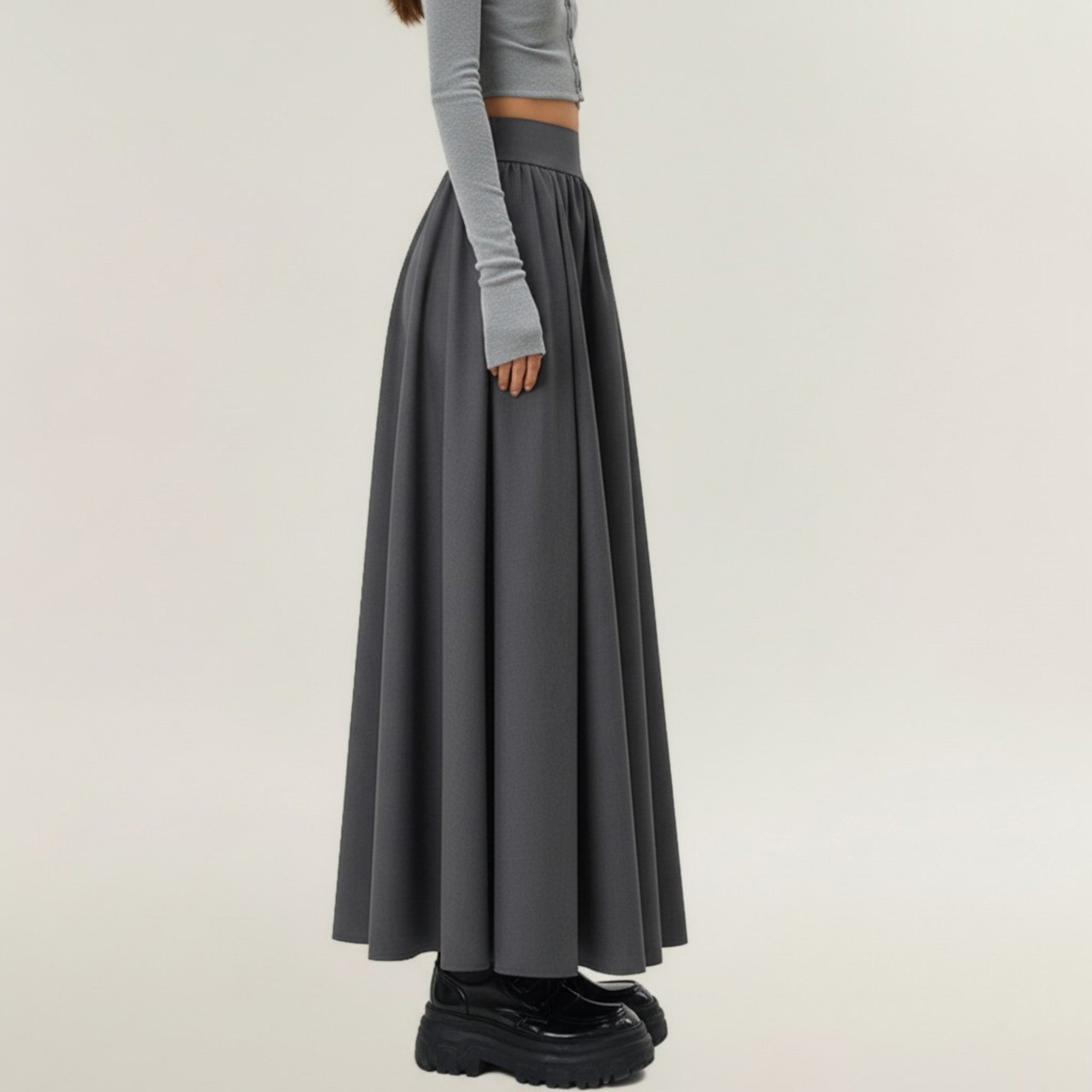 Anna-Kaci Women's Full Maxi Skirt with Wide Smooth Waistband and Flowing Voluminous Silhouette for Soft Elegant Movement