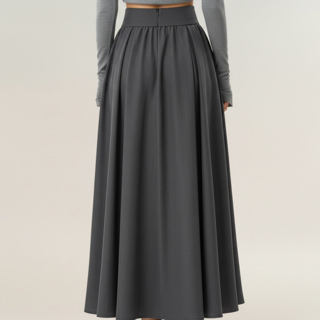 Anna-Kaci Women's Full Maxi Skirt with Wide Smooth Waistband and Flowing Voluminous Silhouette for Soft Elegant Movement
