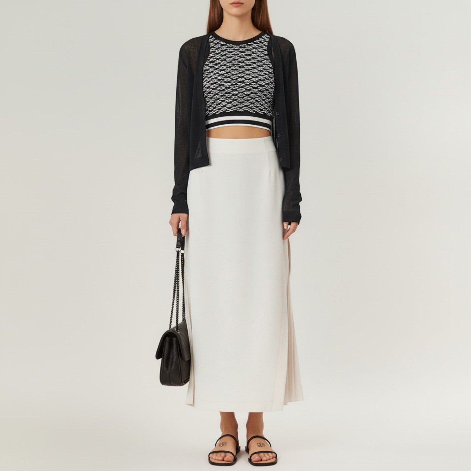 Anna-Kaci Women's Maxi Skirt with Sleek Straight Silhouette and Soft Pleated Side Panel Detail for Elegant Flowing Movement