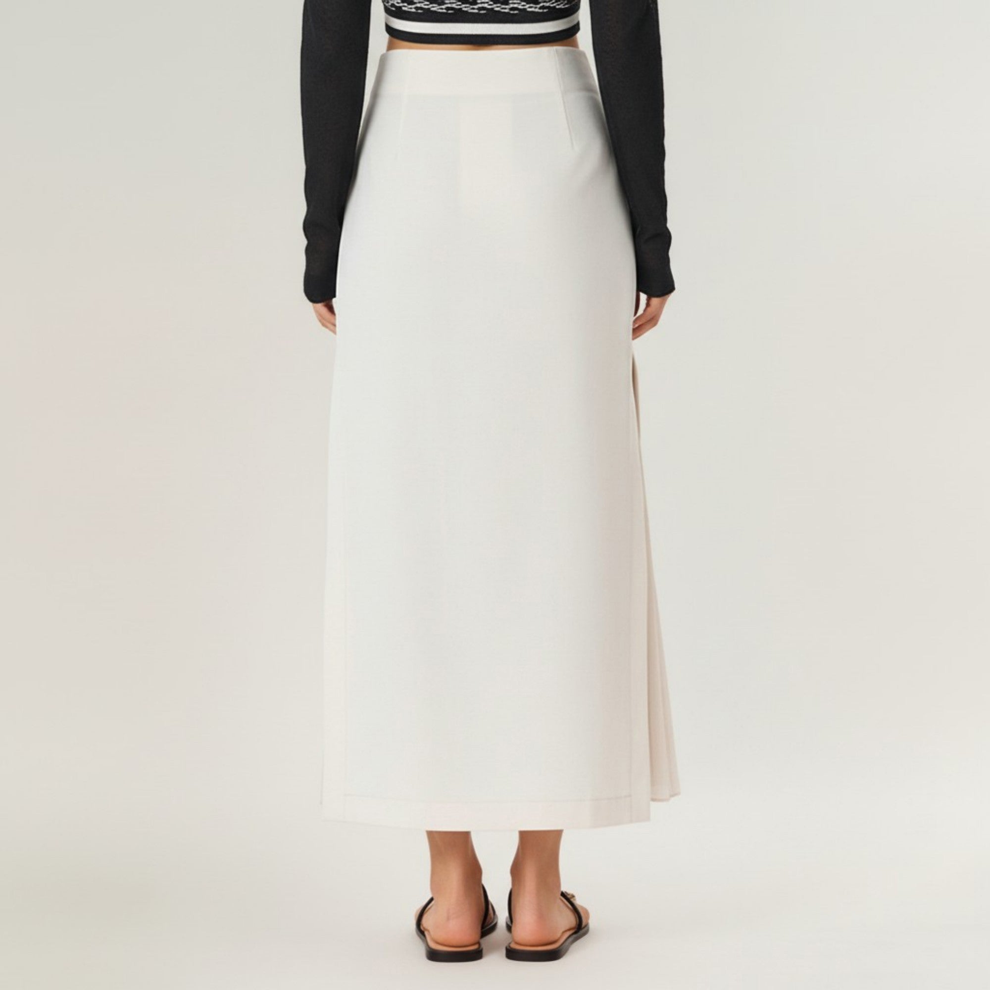 Anna-Kaci Women's Maxi Skirt with Sleek Straight Silhouette and Soft Pleated Side Panel Detail for Elegant Flowing Movement