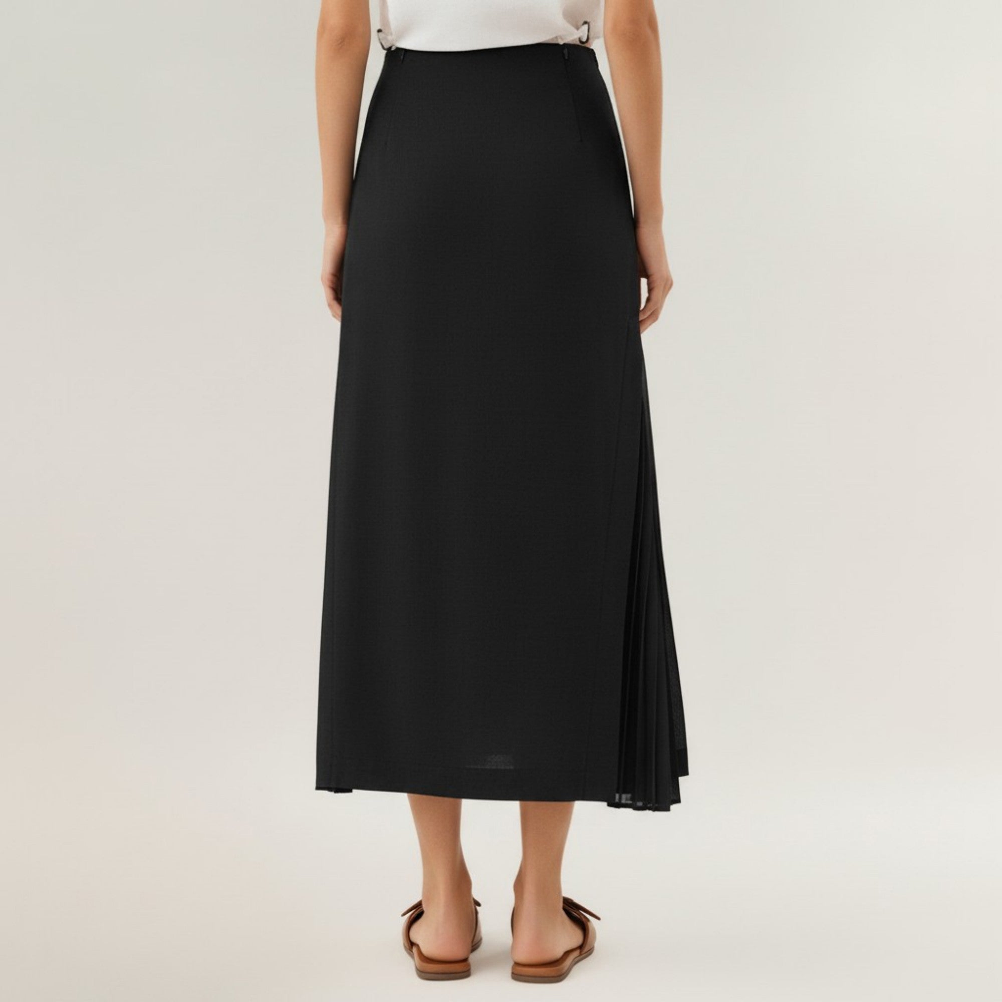 Anna-Kaci Women's Maxi Skirt with Sleek Straight Silhouette and Soft Pleated Side Panel Detail for Elegant Flowing Movement