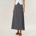 Anna-Kaci Women's Maxi Skirt with Sleek Straight Silhouette and Soft Pleated Side Panel Detail for Elegant Flowing Movement