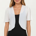 Anna-Kaci Women's Short Sleeve Chiffon Bolero Shrug with Soft Draped Open Front and Lightweight Flowing Silhouette