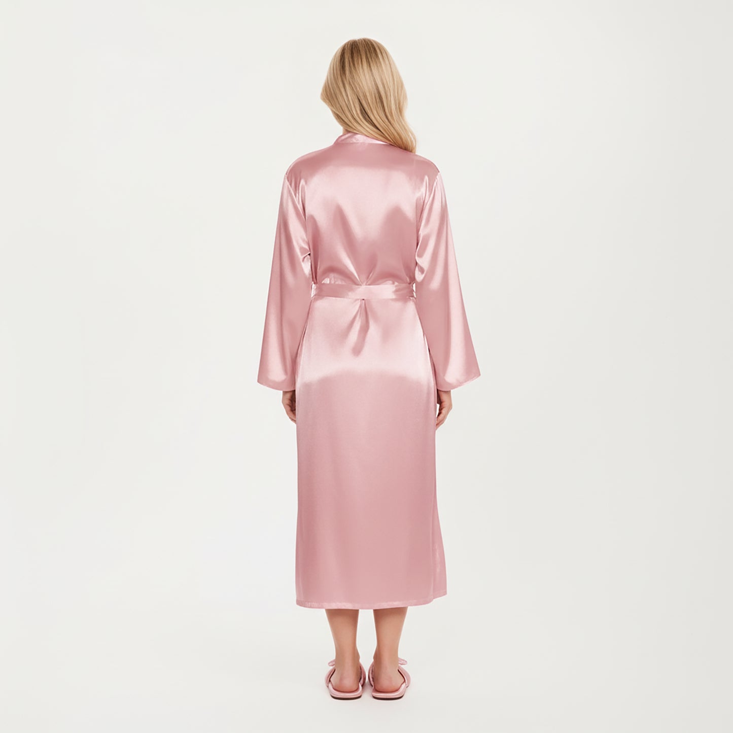 Anna-Kaci Lounge Women's PLus Size Satin 2-Piece Robe and Slip Dress Set with Adjustable Spaghetti Straps and Soft Flowing Drape