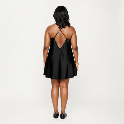 Anna-Kaci Lounge Women's PLus Size Satin Slip Dress with Soft Draping Fabric, Adjustable Spaghetti Straps and A-Line Silhouette