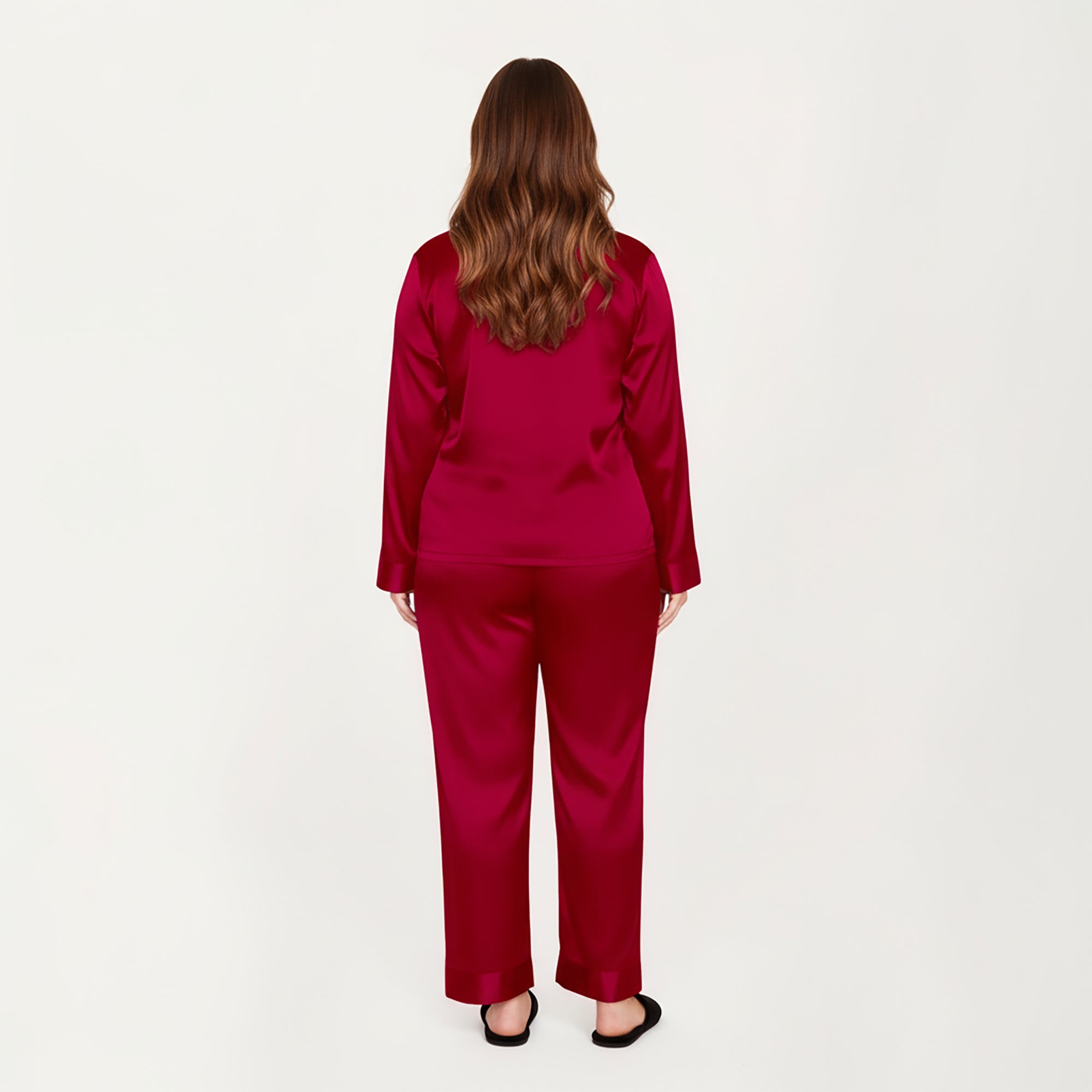 Anna-Kaci Lounge Women's PLus Size 2-Piece Satin Pajama Set with Relaxed Button Front Top and Wide-Leg Pants