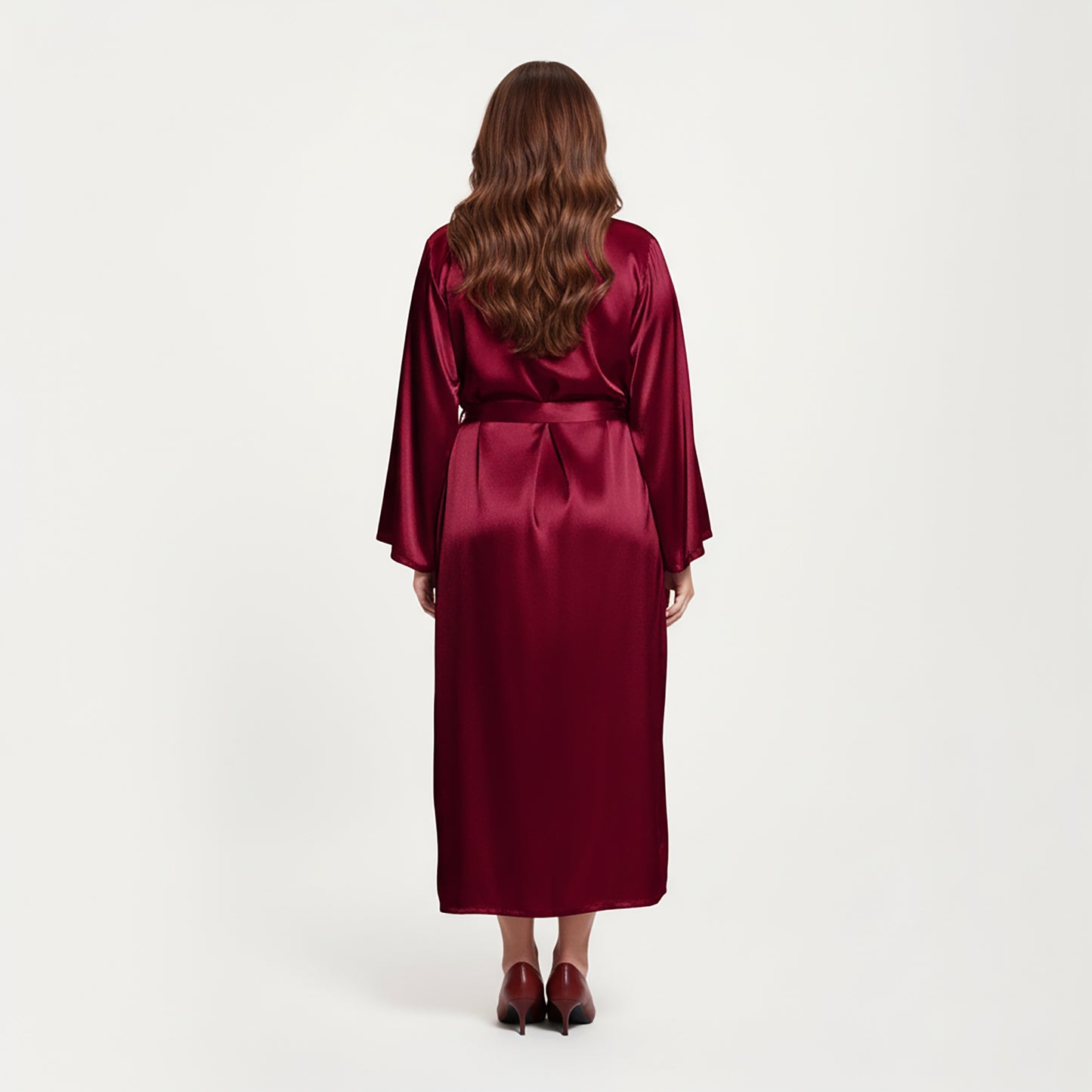 Anna-Kaci Lounge Women's PLus Size Satin Robe and Slip Set with Smooth Draping Fabric and Elegant Silhouette