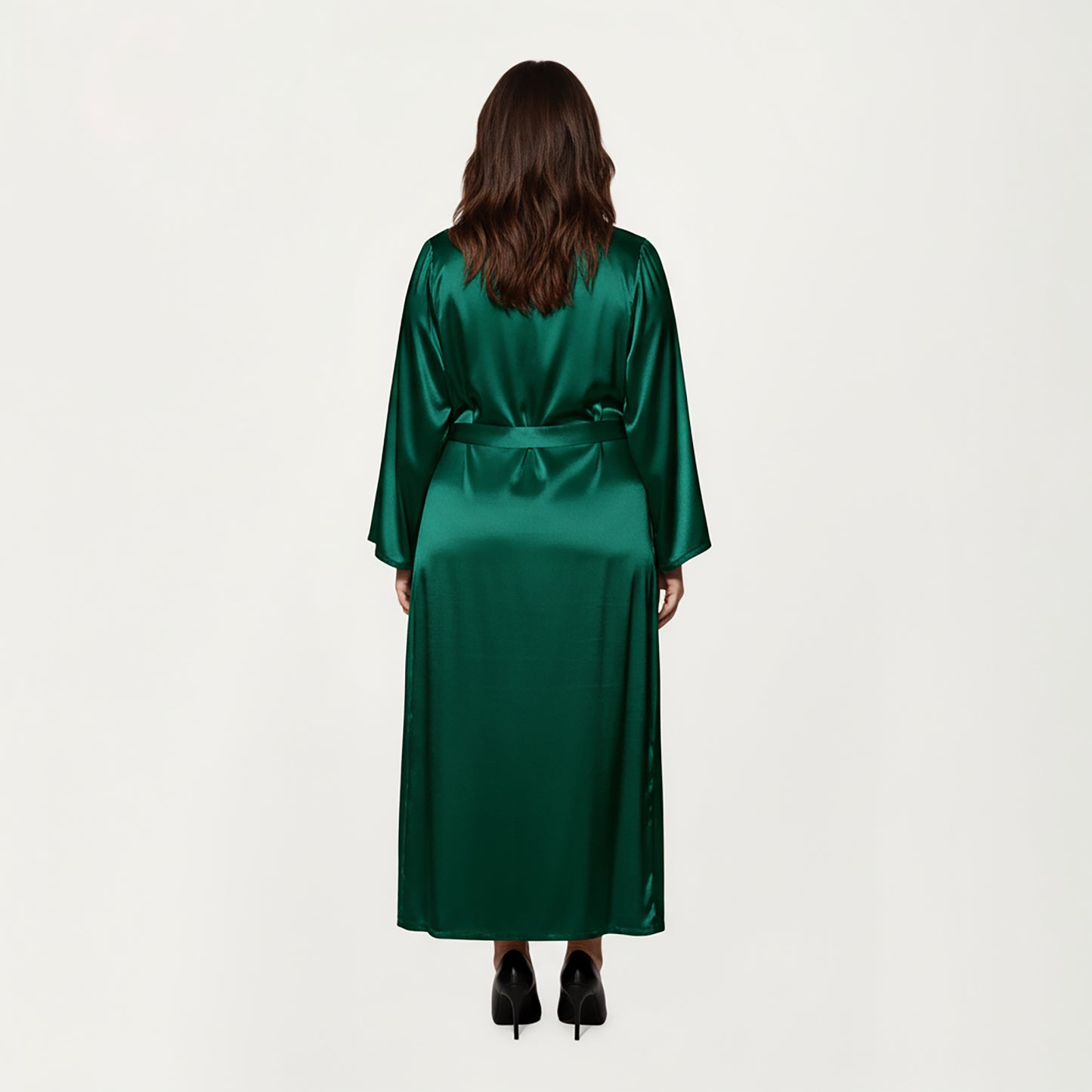 Anna-Kaci Lounge Women's PLus Size Satin Robe and Slip Set with Smooth Draping Fabric and Elegant Silhouette