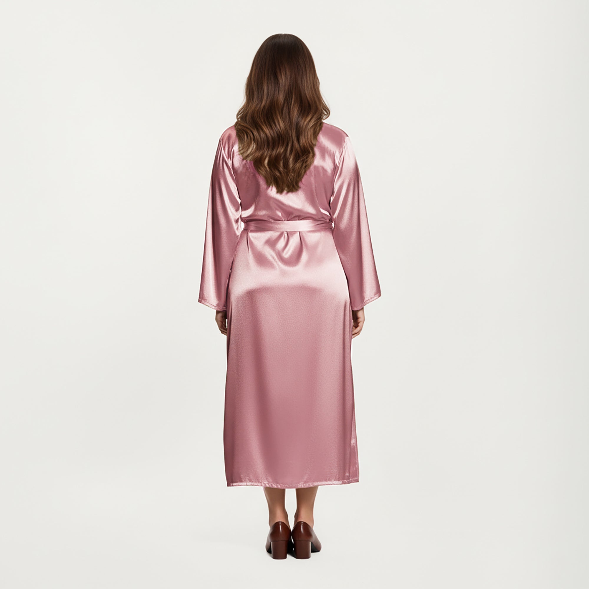 Anna-Kaci Lounge Women's PLus Size Satin Robe and Slip Set with Smooth Draping Fabric and Elegant Silhouette