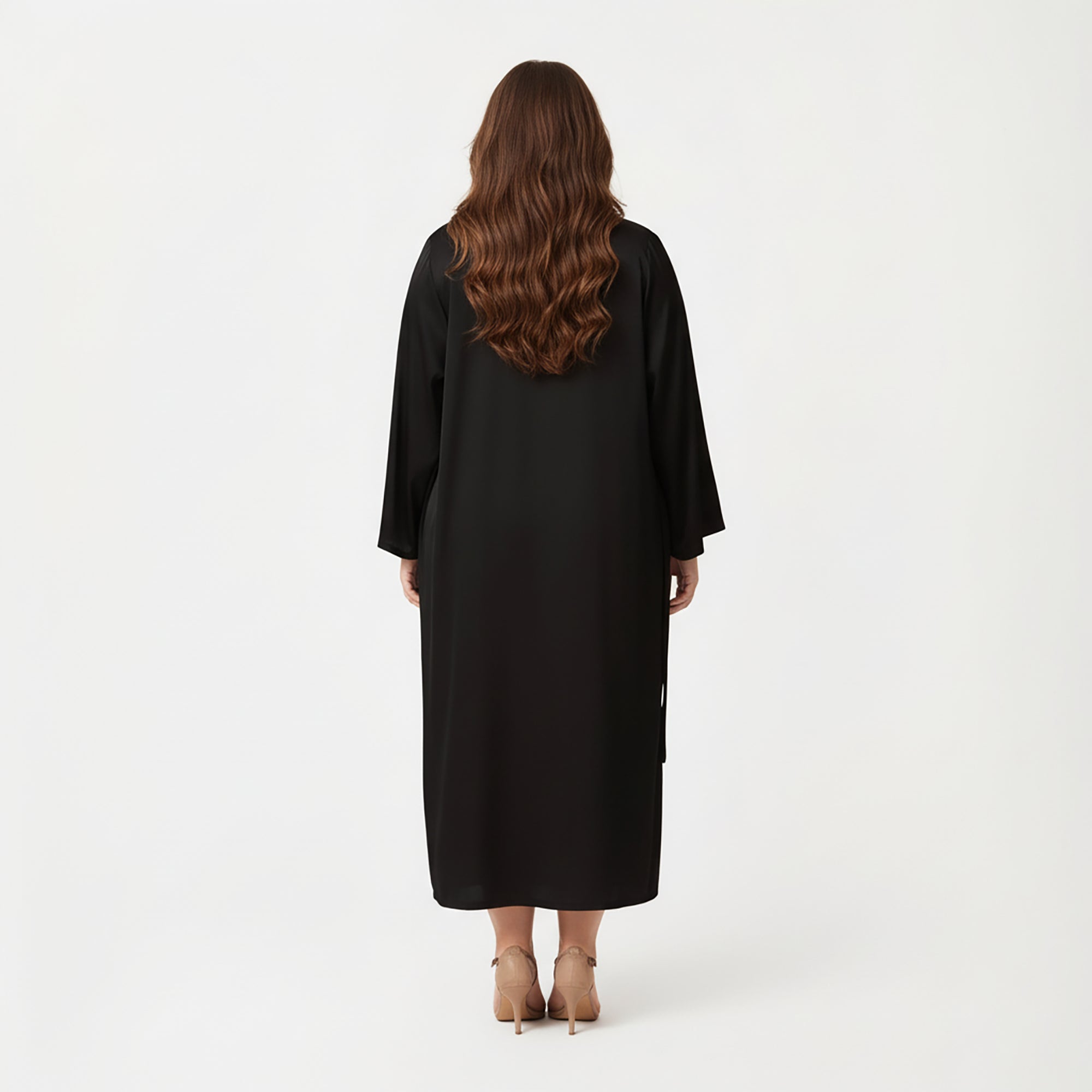 Anna-Kaci Lounge Women's Plus Size Long Robe Set with Soft Draped Silhouette and Smooth Flowing Fabric for an Layered Lounge Look