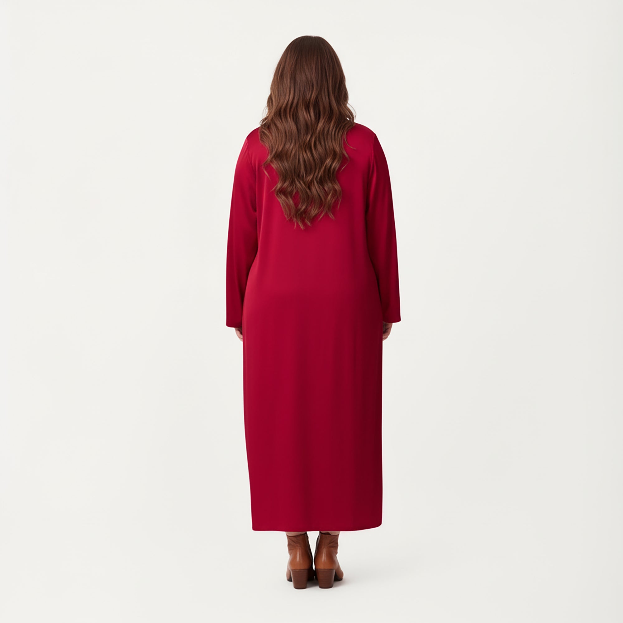 Anna-Kaci Lounge Women's Plus Size Long Robe Set with Soft Draped Silhouette and Smooth Flowing Fabric for an Layered Lounge Look