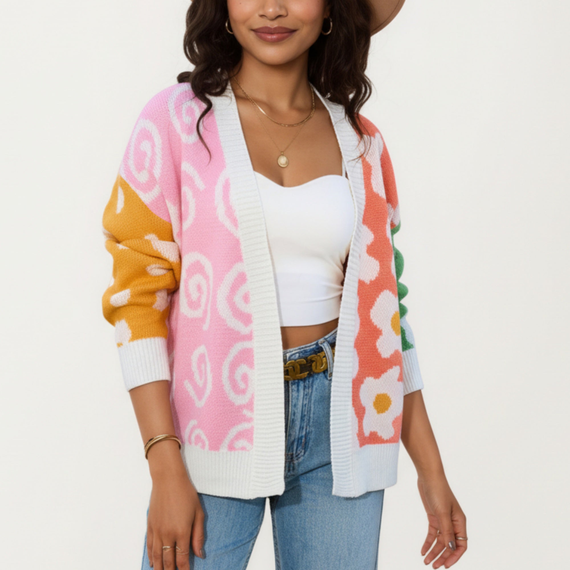 Anna-Kaci Women's Multi Pattern Open Front Cardigan with Long Sleeves, Soft Knit Texture and Comfortable Relaxed Layering Fit