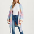 Anna-Kaci Women's Long Sleeve Soft Knit Open Front Cardigan with Ribbed Texture, Relaxed Draped Fit and Cozy Balloon Sleeves